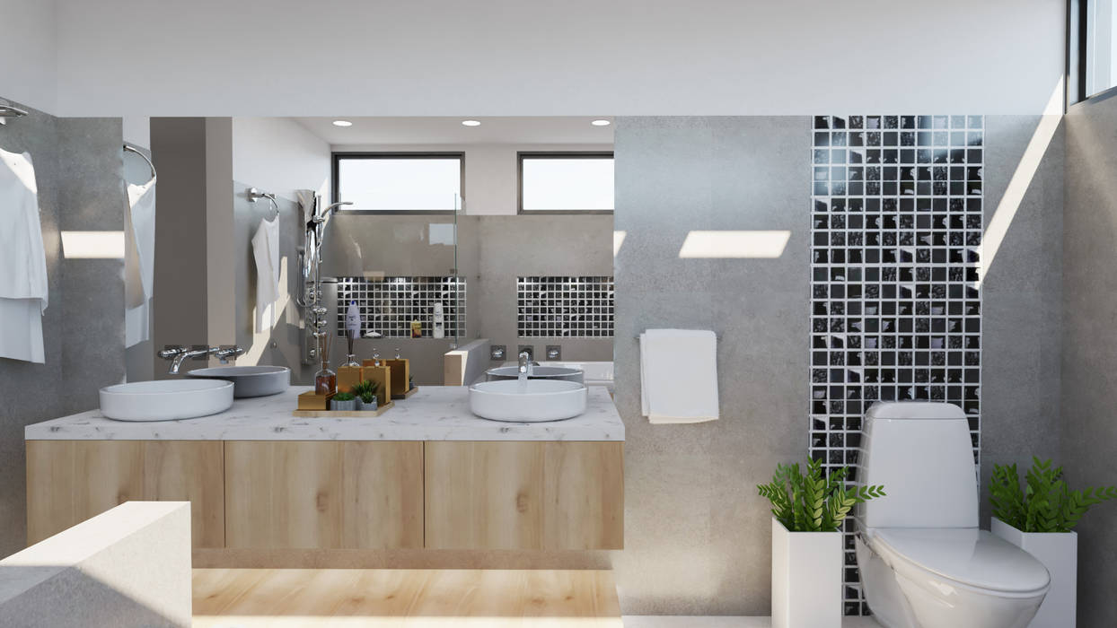 Diseño baño principal Arquydesign Baños de estilo moderno Cerámico baños modernos