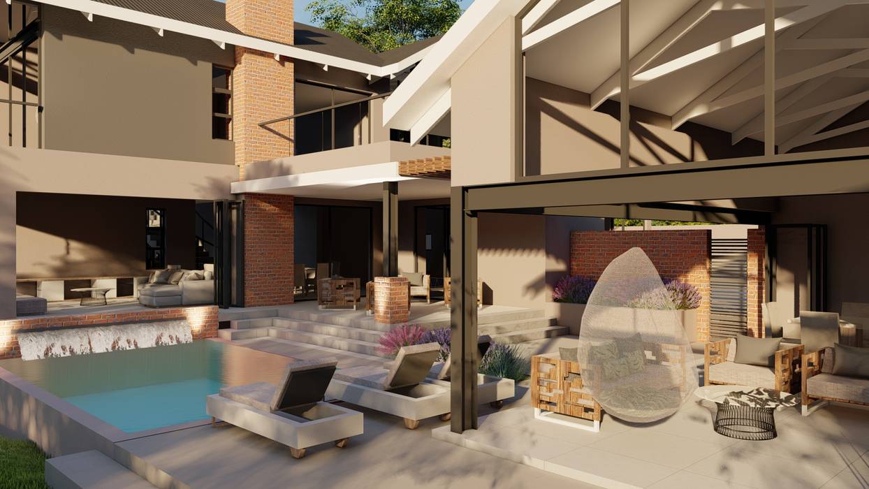 Farmstyle residence, FRANCOIS MARAIS ARCHITECTS FRANCOIS MARAIS ARCHITECTS Modern balcony, veranda & terrace