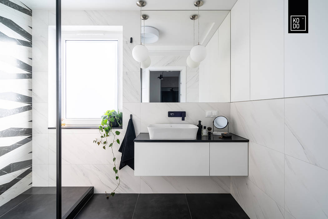 STYLOWE BLACK&WHITE, KODO projekty i realizacje wnętrz KODO projekty i realizacje wnętrz Bagno moderno