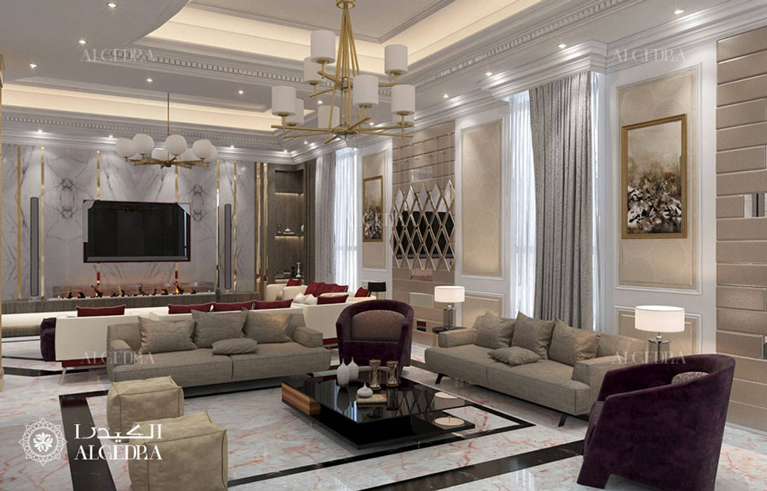 Living room design in Abu Dhabi, Algedra Interior Design Algedra Interior Design 现代客厅設計點子、靈感 & 圖片