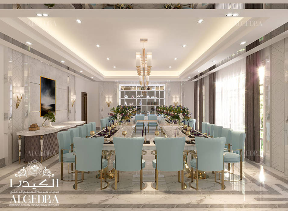 Villa dining room design in Dubai, Algedra Interior Design Algedra Interior Design Moderne eetkamers