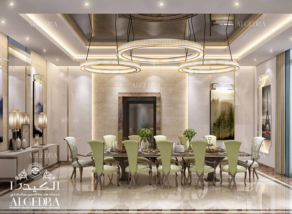 Villa dining room design in Dubai, Algedra Interior Design Algedra Interior Design Phòng ăn phong cách hiện đại