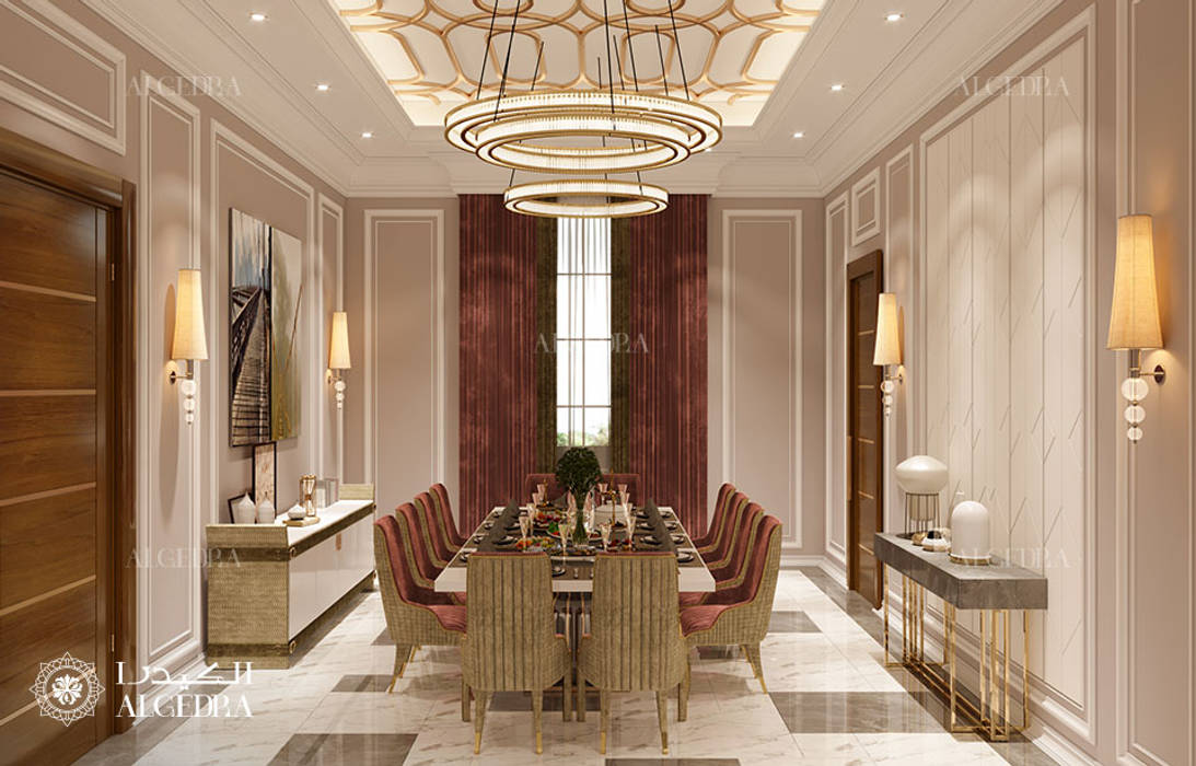 Villa dining room design in Dubai, Algedra Interior Design Algedra Interior Design Dining room