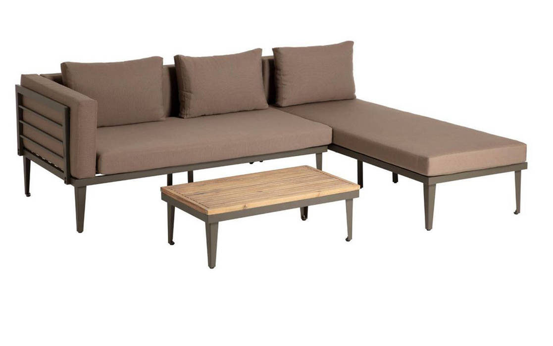 Sofá de exterior com chaise longue e mesa de apoio / outdoor sofa set