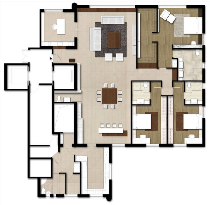 Coloured floor plan - Option 2: modern by M2A Design, Modern