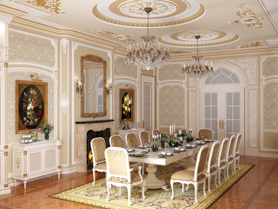 Красивая гостиная в дворцовом стиле, Международная компания "Мирт" Международная компания 'Мирт' Ruang Keluarga Klasik