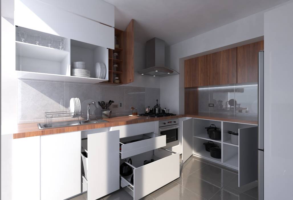 COCINA AN, RAC Arquitectura RAC Arquitectura Kitchen units Wood Wood effect