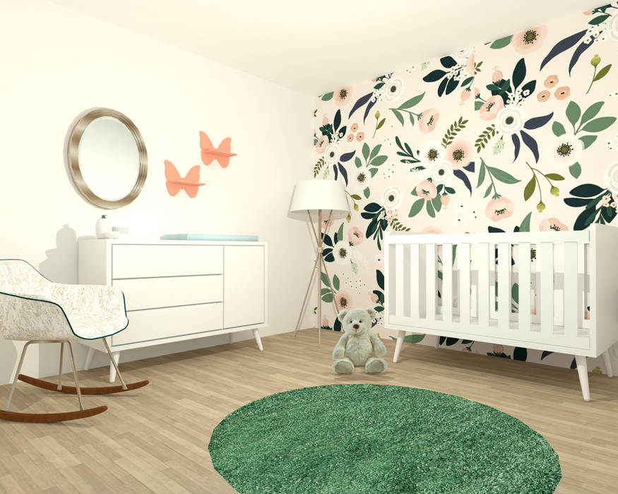 Estilo Floral Chic. Infantik Studio Habitaciones de niñas Habitación infantil bebe niña