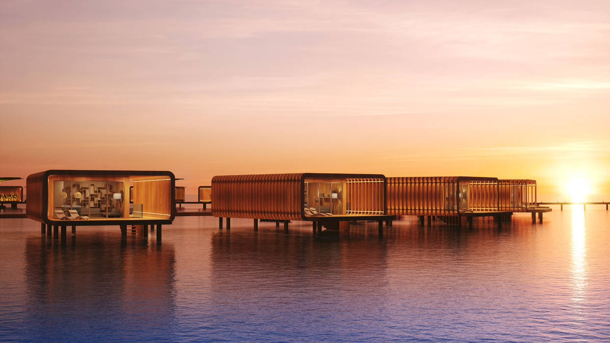 Un nuovo concetto di ospitalità sull'acqua: Palm Village, Giancarlo Zema Design Group Giancarlo Zema Design Group Case moderne