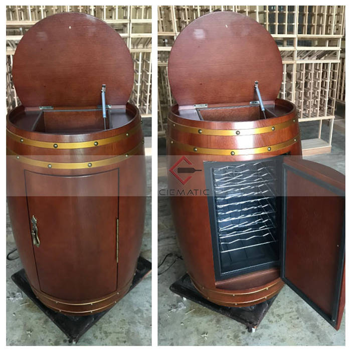 Restaurant walnut barrels wine cellar barrel, CieMatic CieMatic Adegas modernas