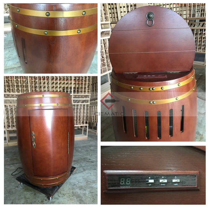 Restaurant walnut barrels wine cellar barrel, CieMatic CieMatic ห้องเก็บไวน์