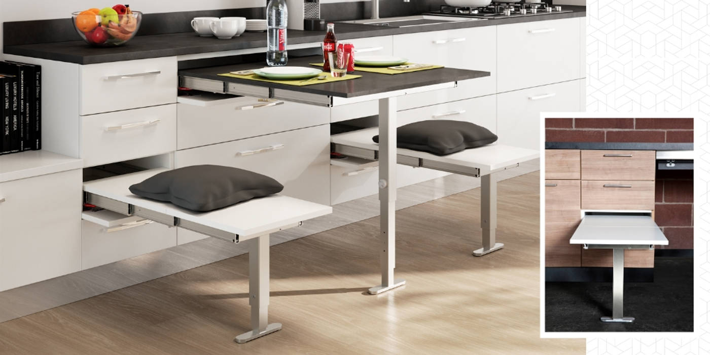 Piani estraibili salvaspazio, Atim Spa Atim Spa Cocinas de estilo moderno Aluminio/Cinc Mesas, sillas y bancos