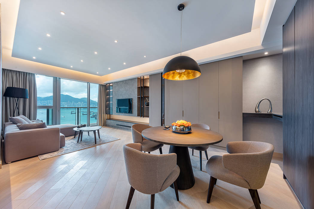 A Boutique Living Area for a Family of Four - Cullinan West, Hong Kong, Grande Interior Design Grande Interior Design Modern dining room