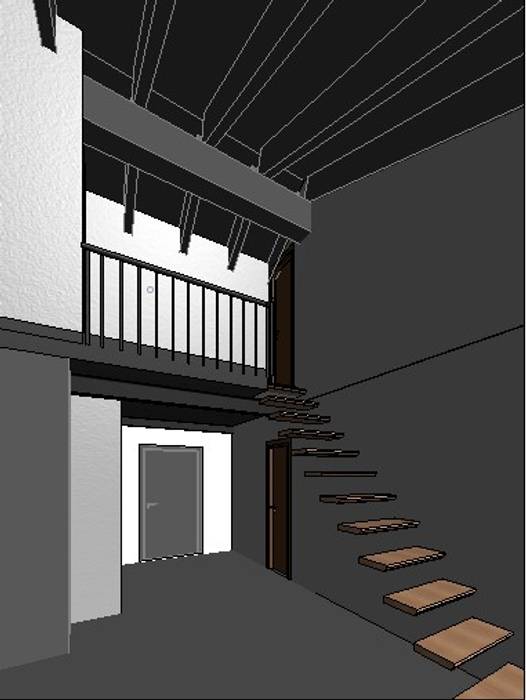 Metodología #BIM: Vista interior del mismo espacio, generada digitalmente durante el proceso de trabajo OCTANS AECO Escaleras