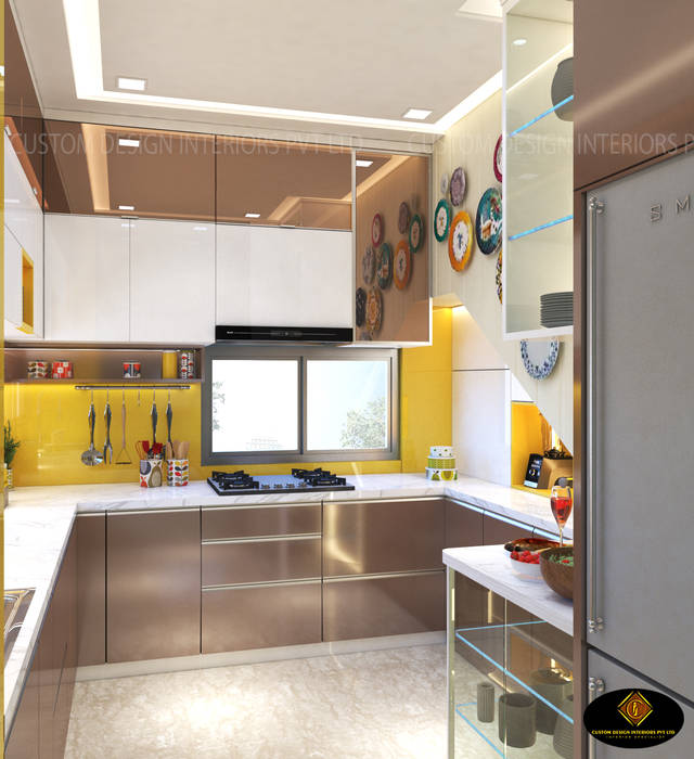 Mr. Tarun Ganguli's Modern Modular Kitchen, Bally, Howrah CUSTOM DESIGN INTERIORS PVT. LTD. Modern style kitchen Iron/Steel