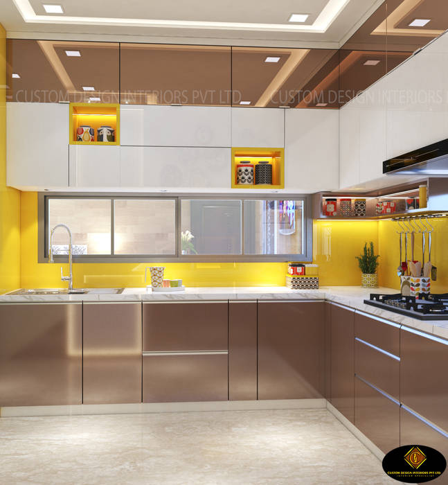 Mr. Tarun Ganguli's Modern Modular Kitchen, Bally, Howrah CUSTOM DESIGN INTERIORS PVT. LTD. Modern kitchen Iron/Steel
