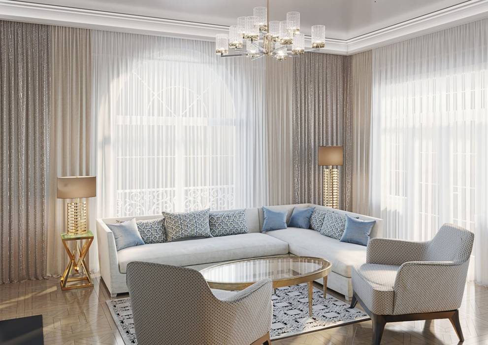 Дизайн гостиной, Riviera Villas от Mirt, Международная компания "Мирт" Международная компания 'Мирт' Country style living room
