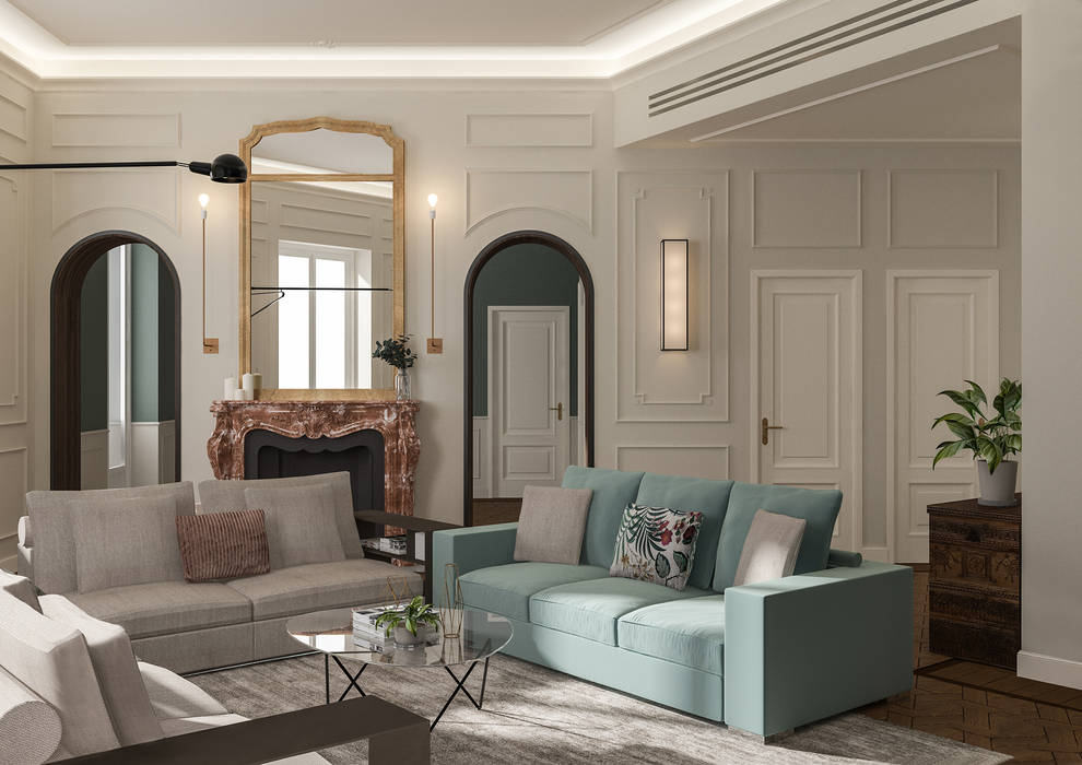 Appartamento in Milano 180mq: Magenta stile Liberty floreale, Bongio Valentina Bongio Valentina Colonial style living room