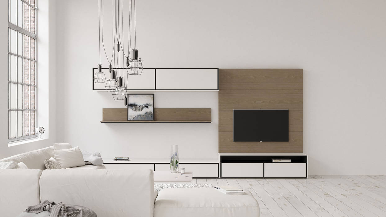 MODE parete componibile , ITALIANELEMENTS ITALIANELEMENTS Living room MDF TV stands & cabinets