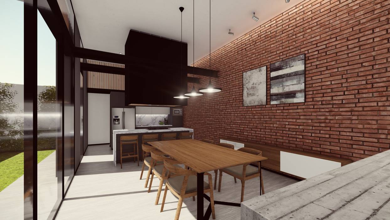 Casa Padilla, TDT Arquitectos TDT Arquitectos Minimalist dining room Bricks