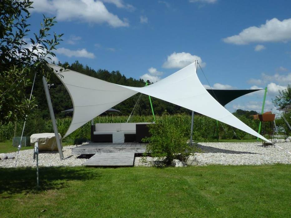 Sonnensegel für den Außenbereich: individuell, wetterfest, stylish, aeronautec GmbH aeronautec GmbH Modern Garden