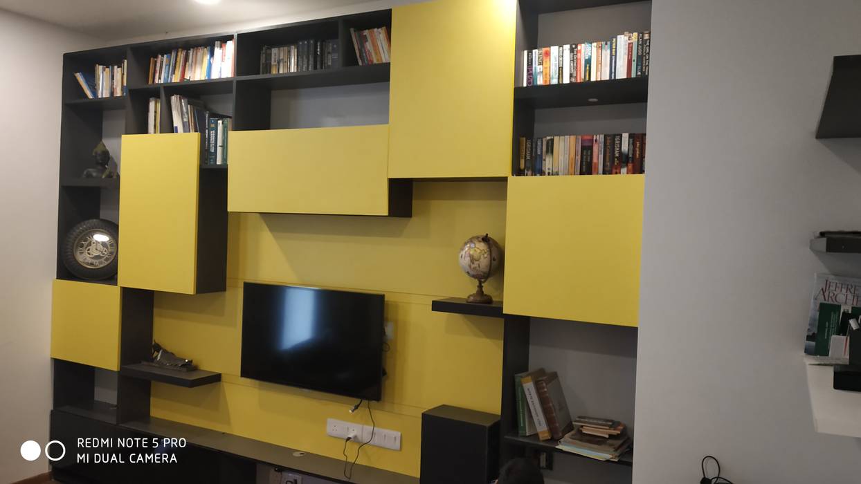 Media Room JoyHomes LLP Electronics MDF MDF panelling, Entertainment room, Media room