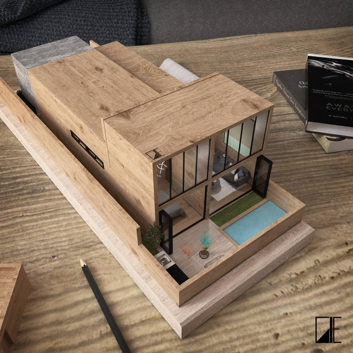 Maqueta Virtual GLE Arquitectura Casas pequeñas Madera Acabado en madera