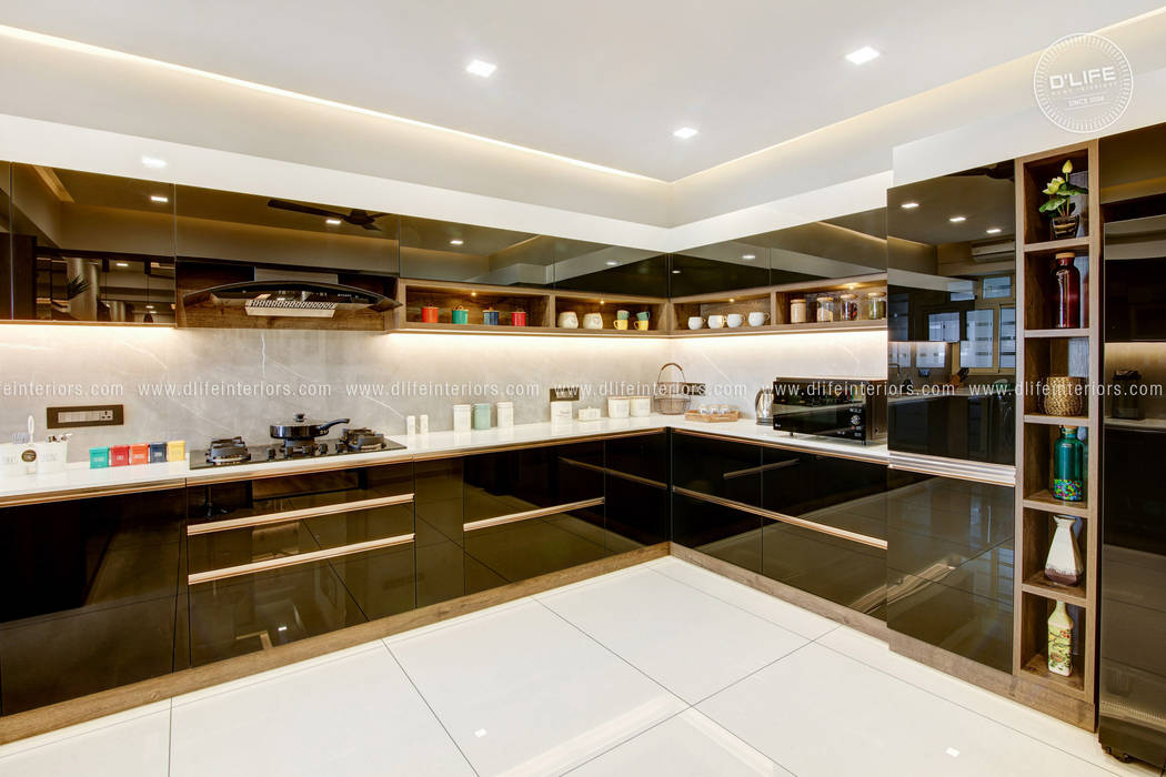Modular kitchen with black current finish dlife home interiors kitchen