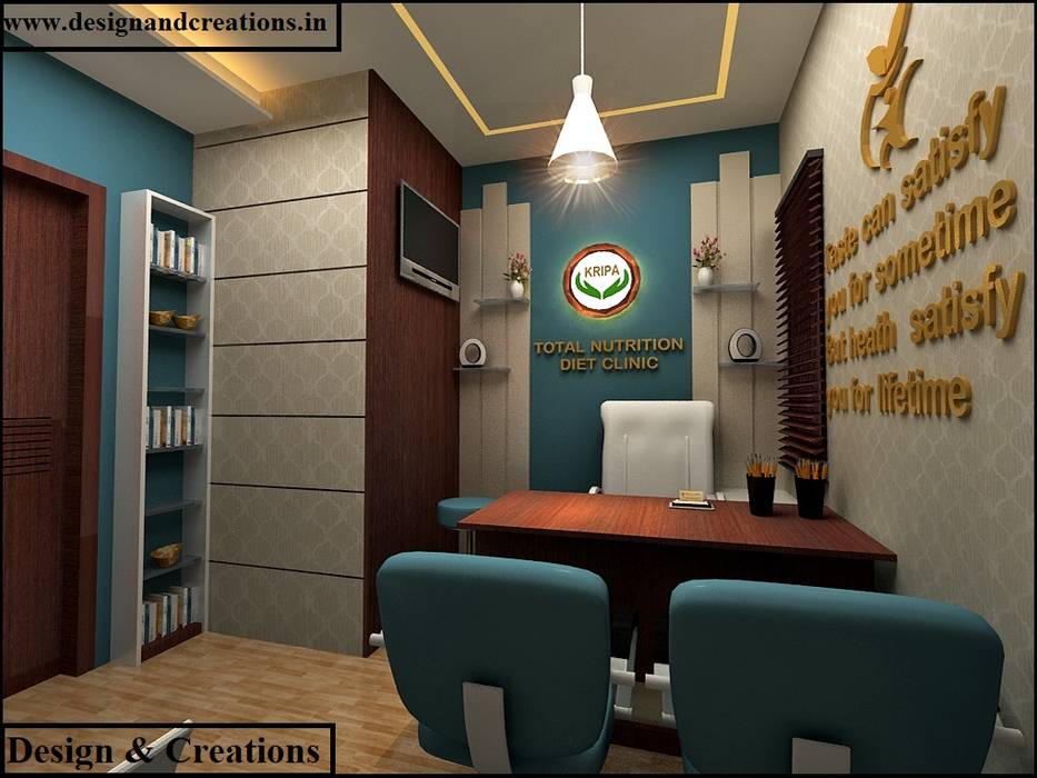 Dietician clinic Design & Creations Eclectic style study/office MDF Turquoise