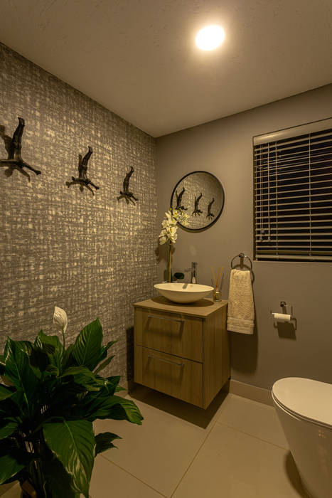 Powder Room Wallpaper feature CKW Lifestyle Associates PTY Ltd Eclectic style bathrooms