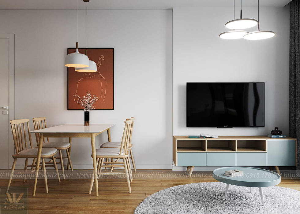 Thiết kế nội thất chung cư 54m2 2pn tại Vinhomes Smart City 79 triệu, ATZ LUXURY ATZ LUXURY Modern living room