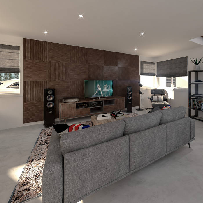 Projecto Arquitectura & Design 3D No Place Like Home ® Salas de estar industriais Arquitectura e Design de Interiores