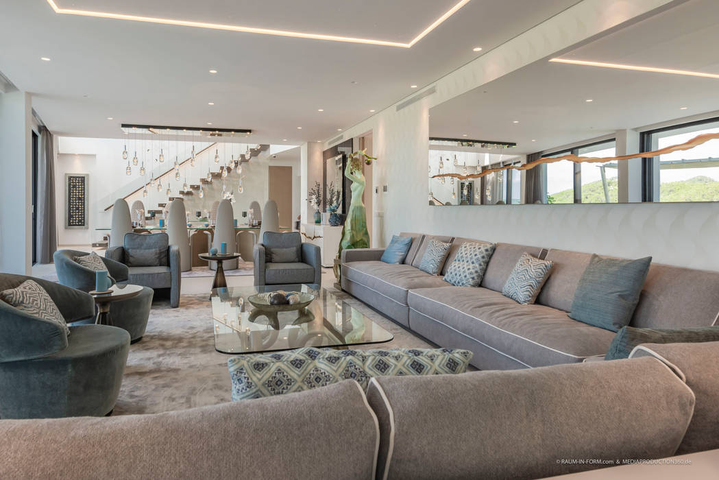 Errichtung einer Luxus Villa auf den Balearen, raum in form - Innenarchitektur & Architektur raum in form - Innenarchitektur & Architektur Modern living room