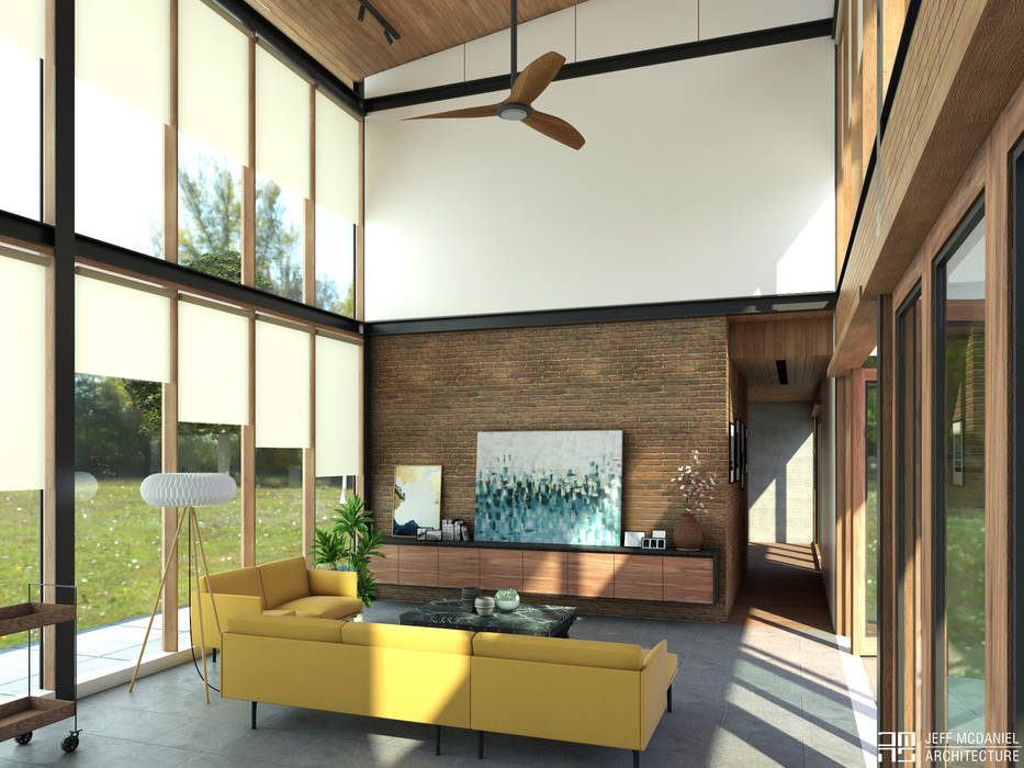 Tropic House, Architect Jeff McDaniel Architect Jeff McDaniel Tropical style living room Bricks