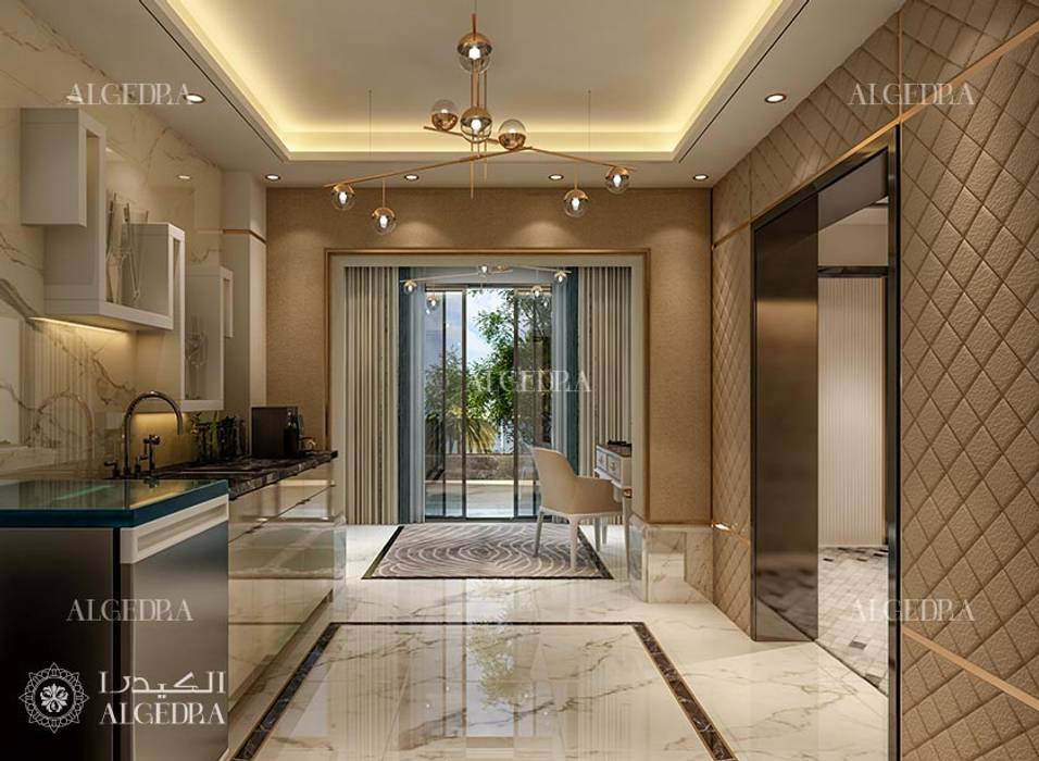 أفكار تصميم مدخل فيلا, Algedra Interior Design Algedra Interior Design الممر الحديث، المدخل و الدرج