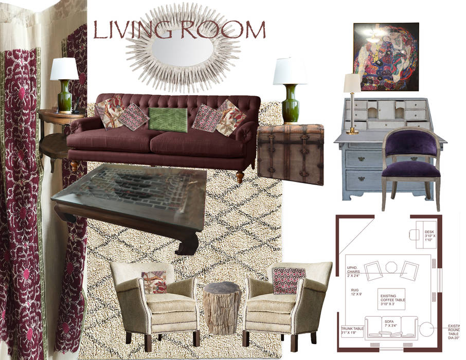 Design Mood Boards, Art Space Design studio Art Space Design studio Country style living room Furniture,Couch,Comfort,Rectangle,Living room,Plant,Interior design,Purple,Pillow,studio couch