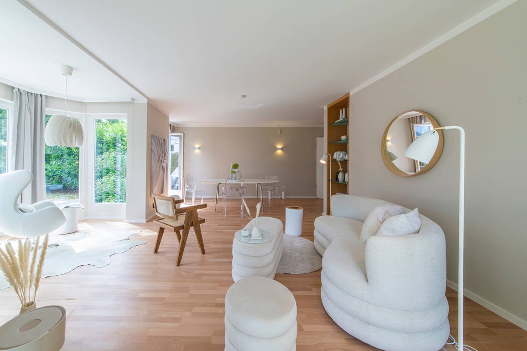 HOME STAGING - Verkaufsinszenierung einer Eigentumswohnung in München-Nymphenburg, Münchner home staging AGENTUR GESCHKA Münchner home staging AGENTUR GESCHKA Salas de estilo clásico