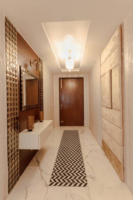 The Magical Entryway BUILDRAW ASSOCIATES Classic style corridor, hallway and stairs Tiles White Hallway Design , Tiles , Light Fixtures