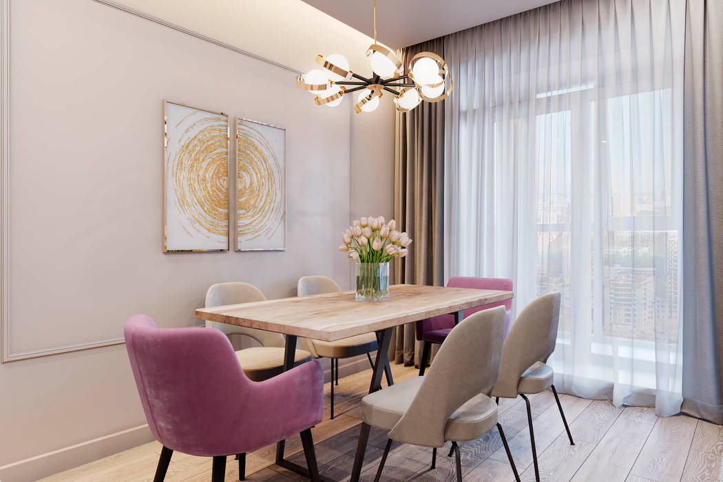 Интерьер квартиры в кремовых тонах, CHUiKOFF STUDiO CHUiKOFF STUDiO Eclectic style dining room