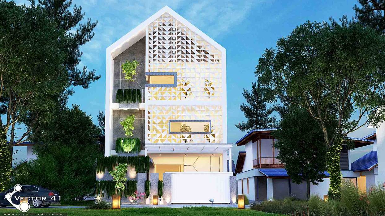 Desain Rumah Rustic_Medan (Ibu Nouling), VECTOR41 VECTOR41 Rustic style walls & floors