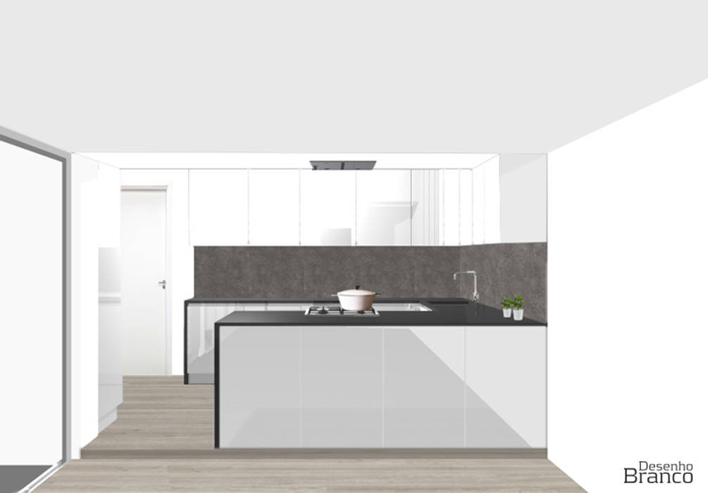 Desenho Branco Cocinas de estilo moderno Blanco