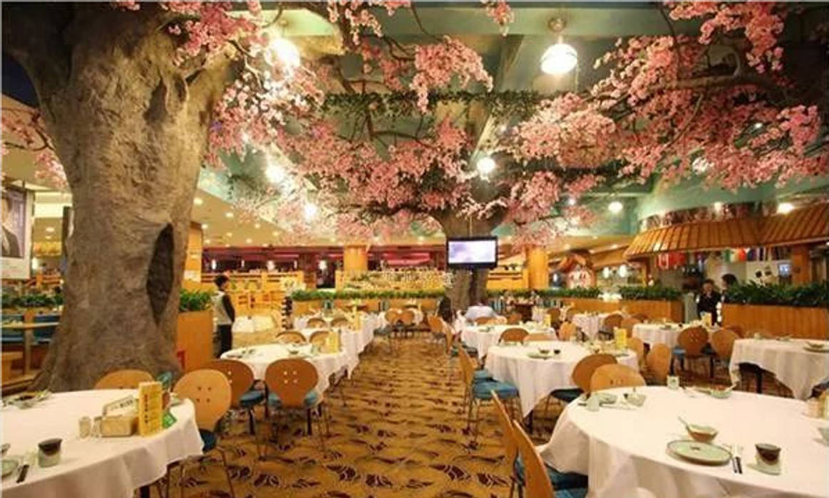 Artificial Pink Trees in the Restaurant Sunwing Industries Ltd Коммерческие помещения ДПК Коммерческие помещения