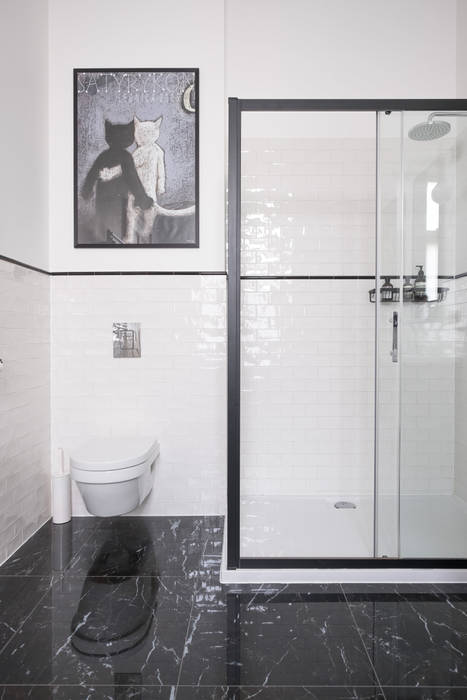 Black and white bathroom with zellige tiles Studio Bosko Modern bathroom