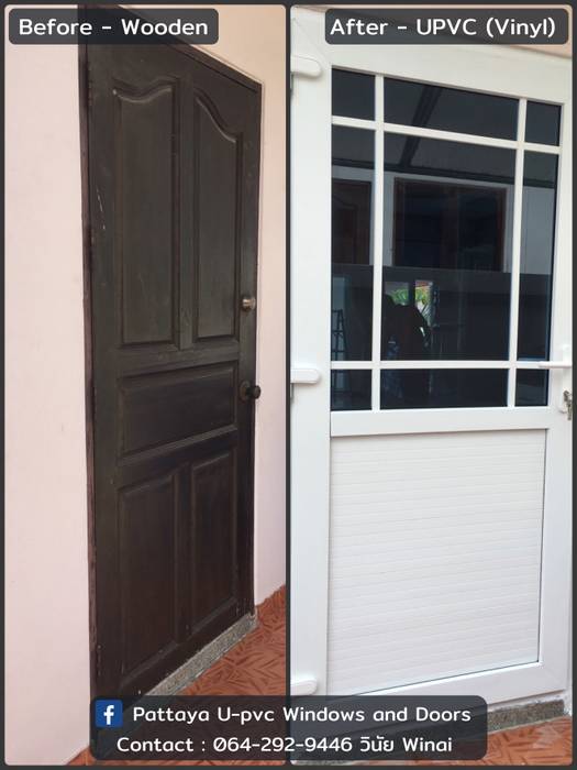 Before & After dismantle รื้อประตู | หน้าต่างไม้รุ่นเก่า ติดตั้ง ประตู หน้าต่าง UPVC คุณภาพสูง ไม่ผุ ไม่กรอบ, โรงงาน พัทยา กระจก ยูพีวีซี Pattaya UPVC Windows & Doors โรงงาน พัทยา กระจก ยูพีวีซี Pattaya UPVC Windows & Doors