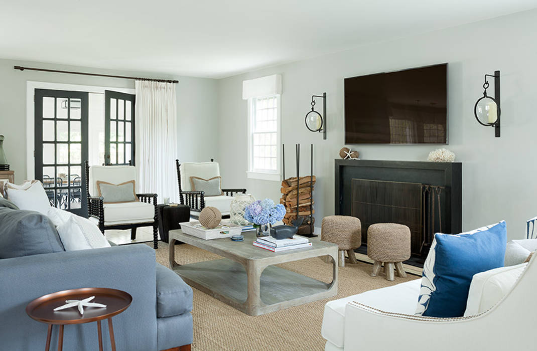 All about ease: Family home in Bridgehampton, NY, Darci Hether New York Darci Hether New York Salas de estar modernas