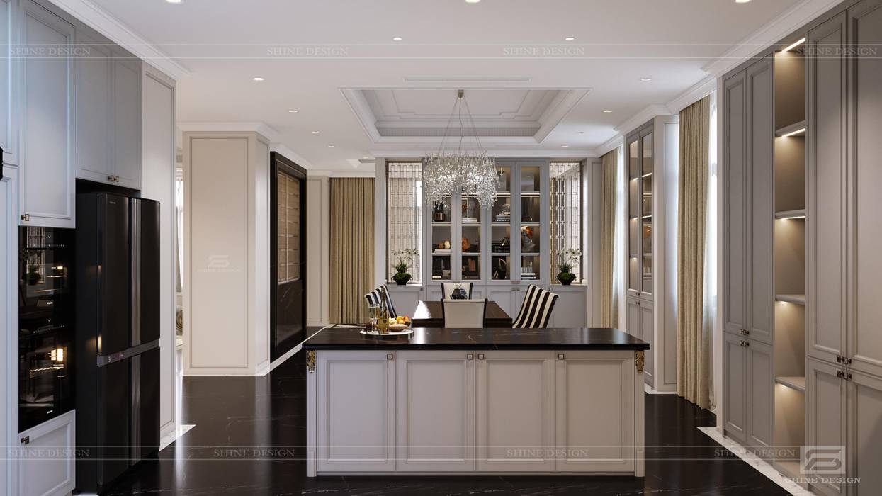 Thiết kế Biệt thự tân cổ điển Long An Villa, SHINE DESIGN SHINE DESIGN Nhà bếp phong cách kinh điển nhà bếp