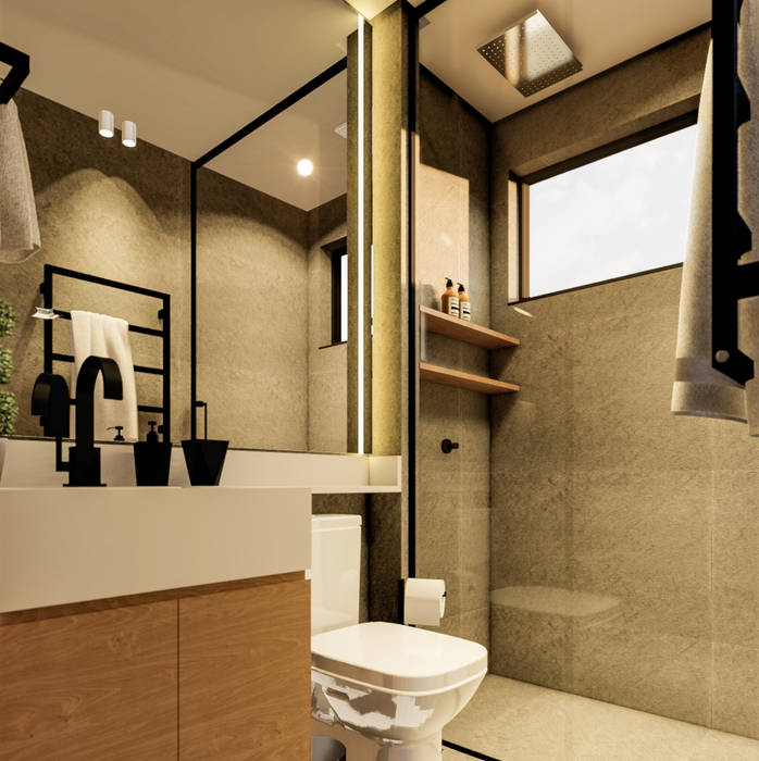 Banheiro da Suíte Cantalice Arquitetura Banheiros rústicos