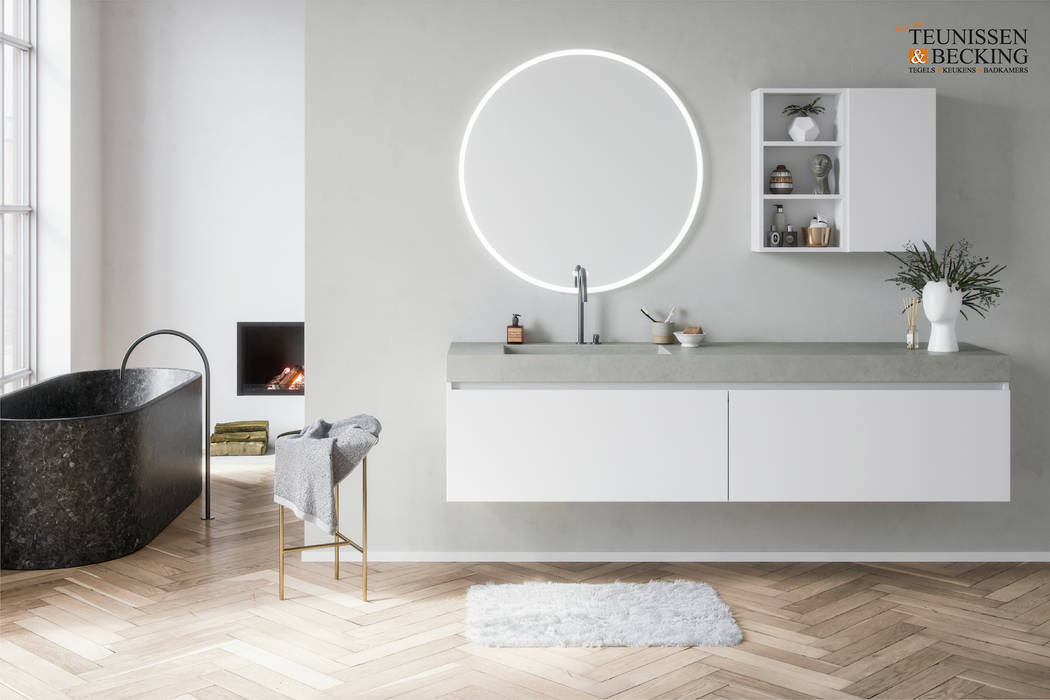 Wit met betonlook badmeubel Teunissen & Becking Moderne badkamers
