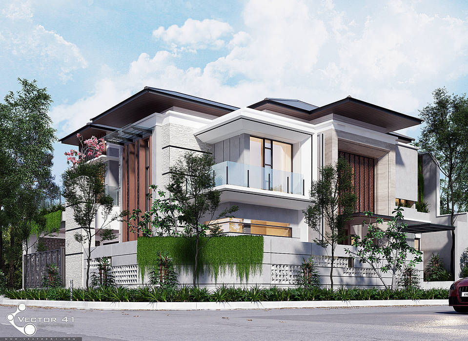 Exterior Hous_Medan (Mrs. N), VECTOR41 VECTOR41 Villa Arsitek