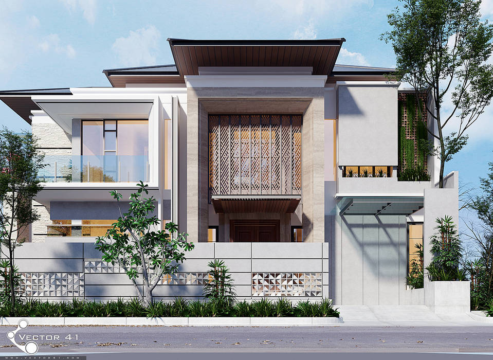 Exterior Hous_Medan (Mrs. N), VECTOR41 VECTOR41 Minimalist houses